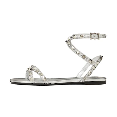 (W) Valentino Garavani Rockstud Sandal 'Silver'