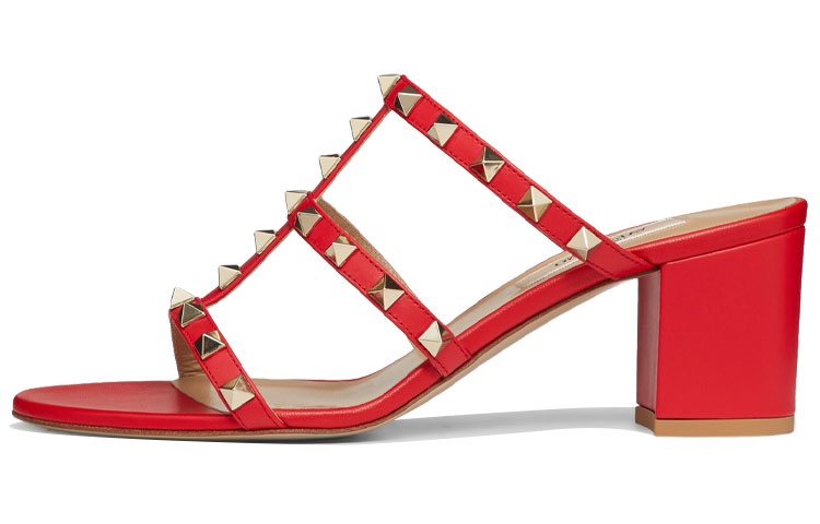(W) Valentino Garavani Rockstud Slides 'Red'