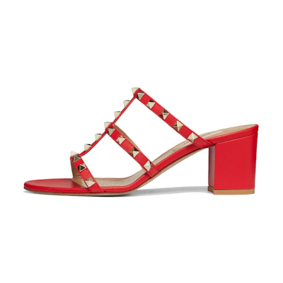 (W) Valentino Garavani Rockstud Slides 'Red'