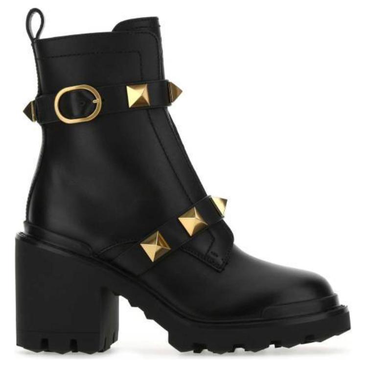 Order Valentino 華倫天奴 Garavani Roman Stud 小牛皮時尚短筒靴 女款 黑色