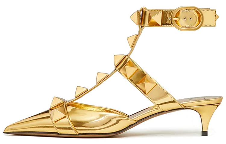 (Women) Valentino Garavani Roman Stud 'Gold Buckle Stiletto' WW0S0CB3XCNKM5
