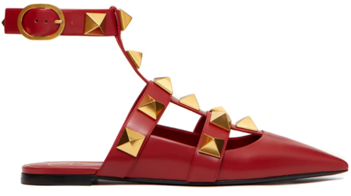 (W) Valentino Garavani Roman Stud Kasut Ballerina Kulit Anak Lembu Merah Rendah VW0S0BY5ZWM0RO Order (W) Valentino Garavani Roman Stud Kasut Ballerina Kulit Anak Lembu Merah Rendah VW0S0BY5ZWM0RO