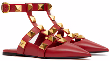 Lookbook (W) Valentino Garavani Bailarinas Bajas Rojo Piel de Ternera Stud Roman VW0S0BY5ZWM0RO