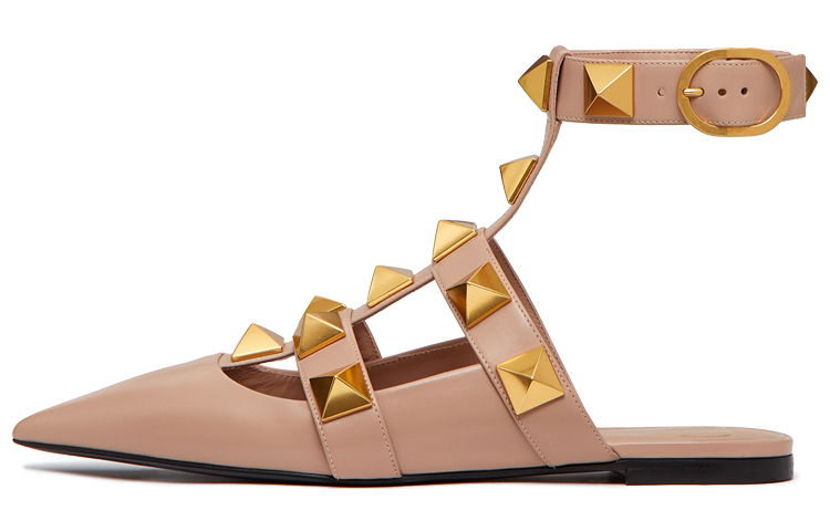 Buy (W) Valentino Garavani Roman Stud Zapato Ballet Plano Piel Beige VW0S0BY5ZWMGF9