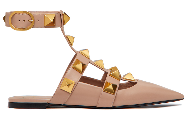 Lookbook (W) Valentino Garavani Roman Stud Zapato Ballet Plano Piel Beige VW0S0BY5ZWMGF9