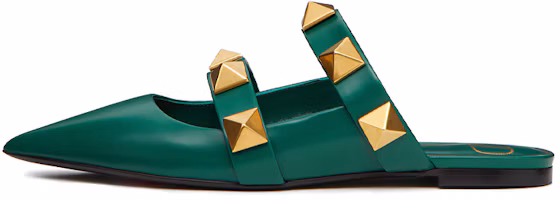(Women) Valentino Garavani Roman Stud Flat Green Leather Casual Shoes. VW2S0BK8KETX64 (Women) Valentino Garavani Roman Stud Flat Green Leather Casual Shoes. VW2S0BK8KETX64