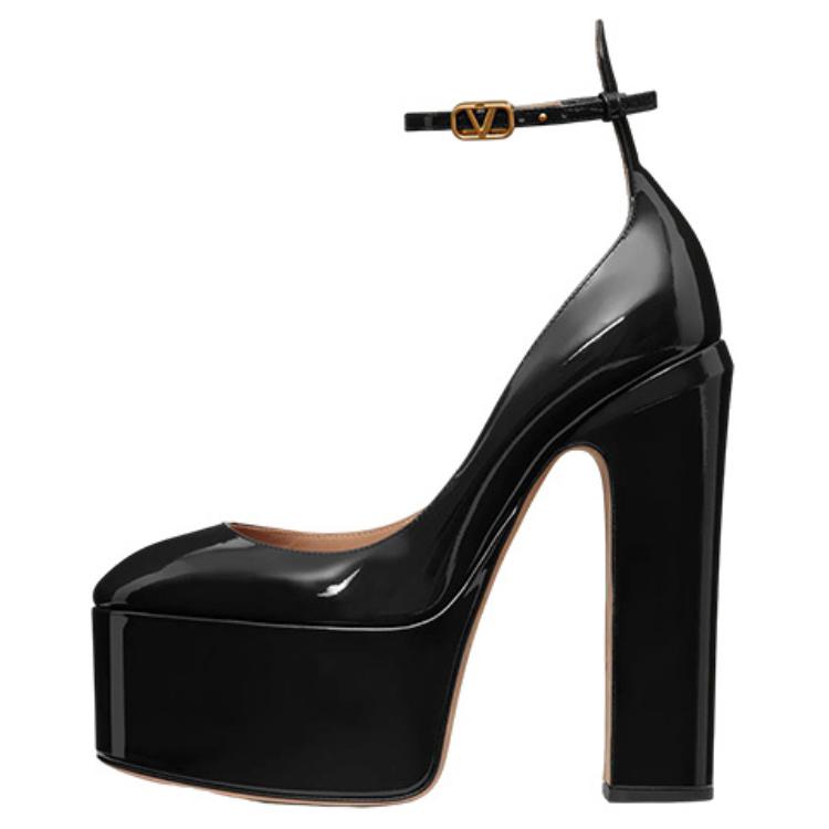 (W) Valentino Garavani Tan-Go 'Black Patent Leather High Heels'