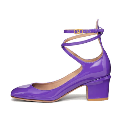 (W) Valentino Garavani Tan-Go Patent Leather Pumps Purple