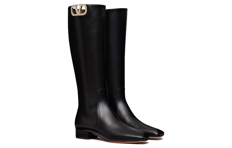 Lookbook (W) Botas Altas Valentino Garavani Vlogo 'Negro con Cremallera Lateral' 2W2S0FT9WUI0NO