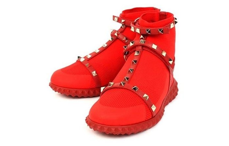 Shop (Women) Valentino High-Top Knit 'Red Breathable Slip-On' QW2S0F82PBH0RO