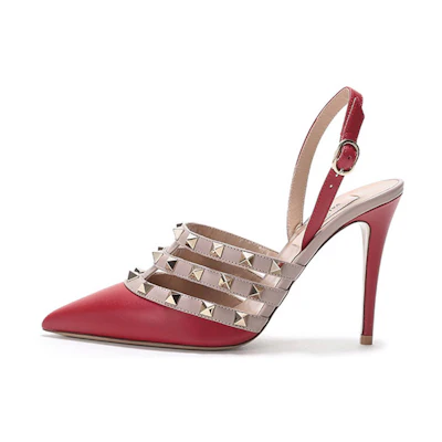 (W) Valentino High Heel 'Red Studs'