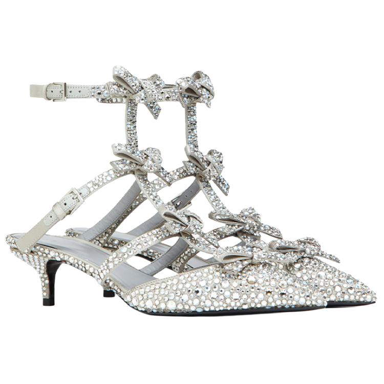 (W) Valentino High Heels 'French Bows Light Grey Satin Crystal' 圖 3