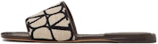 (W) Valentino Knit Slip-On Flat 'Beige Hitam' 2W0S0GS4WIC6ZN