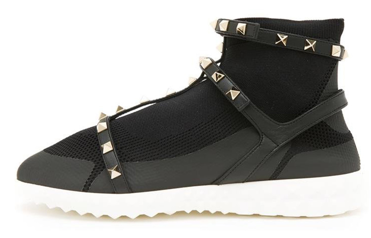 (W) Valentino Knit Sock Mid-Top 'Black'