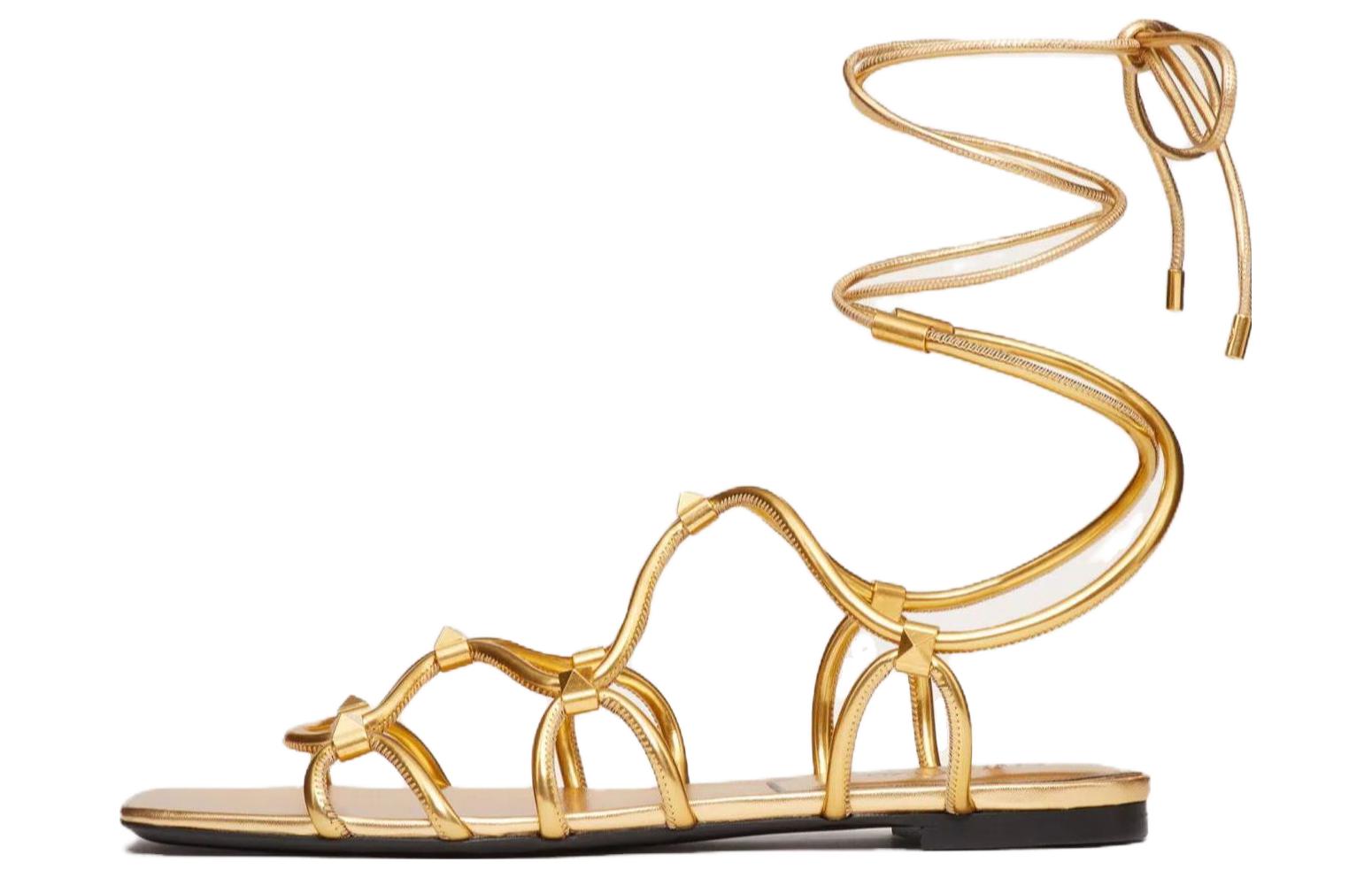 (Women) Valentino Lace-Up Open Toe Sandal 'Gold' WS0GG6RNJKM5