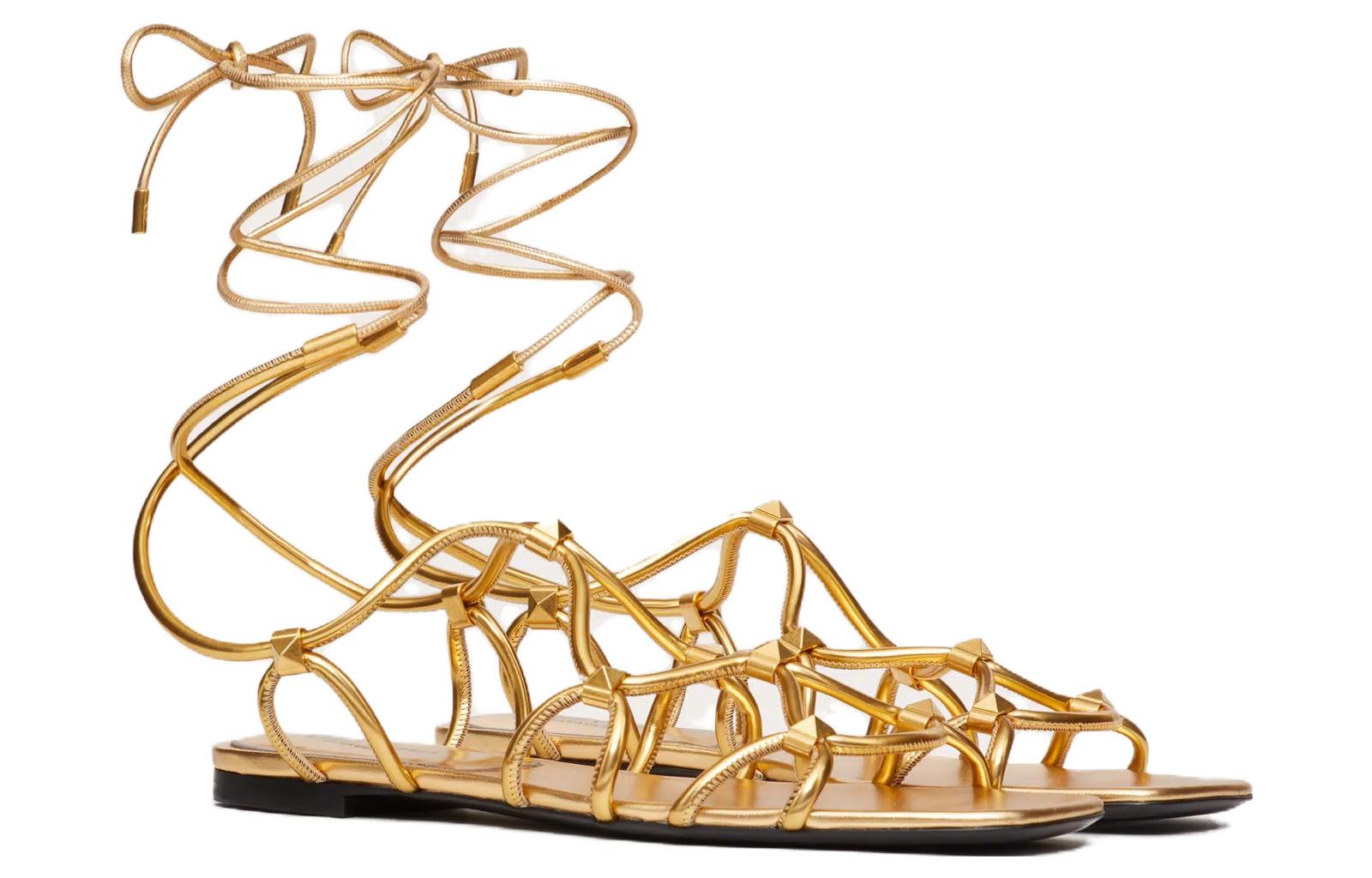 Order (W) 华伦天奴金色系带露趾凉鞋 WS0GG6RNJKM5