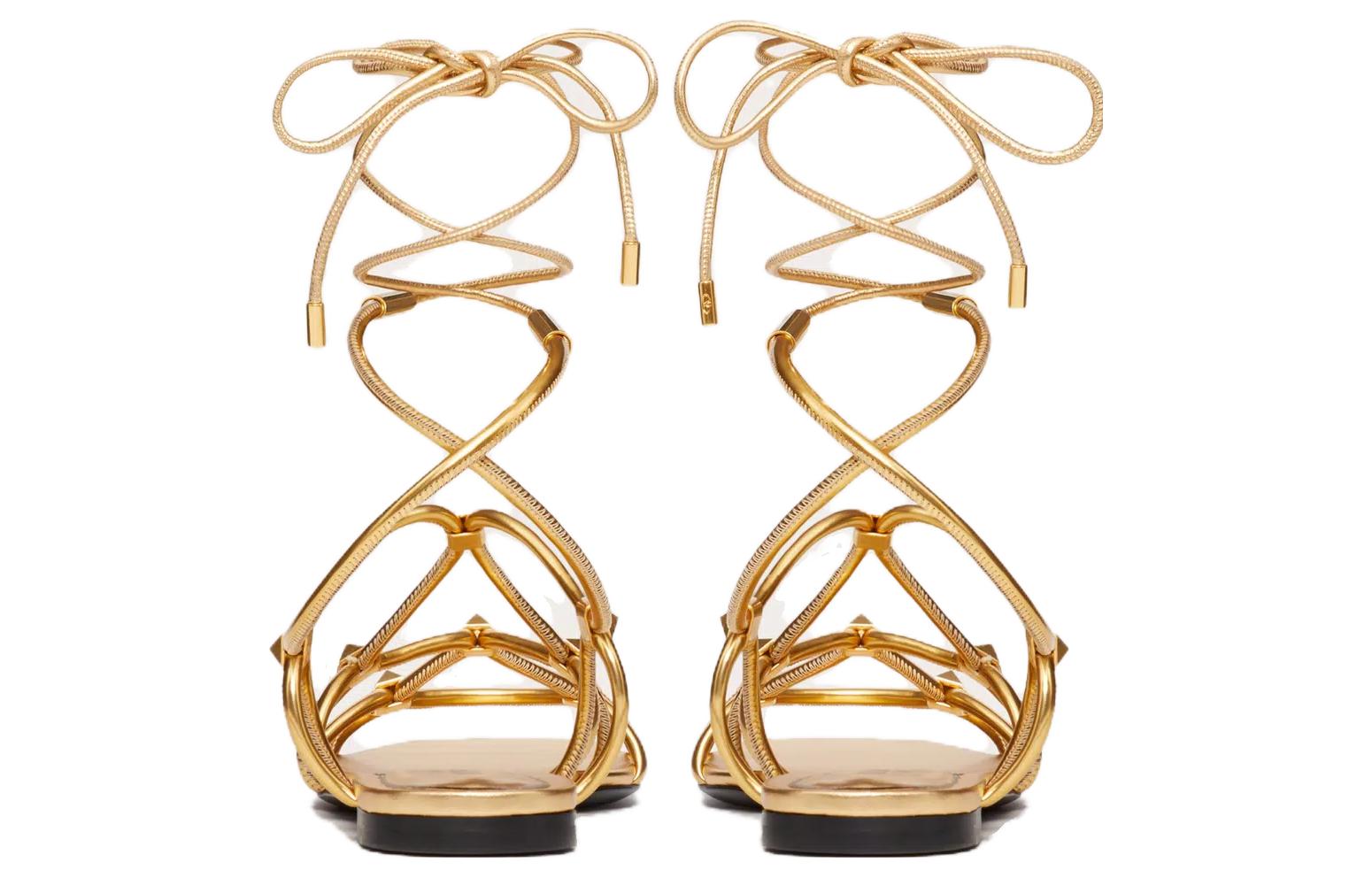 Shop (W) 华伦天奴金色系带露趾凉鞋 WS0GG6RNJKM5