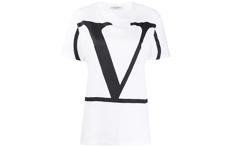 (Women) Valentino Large Logo White Crew Neck T-Shirt TB3MG04K55M0BO
