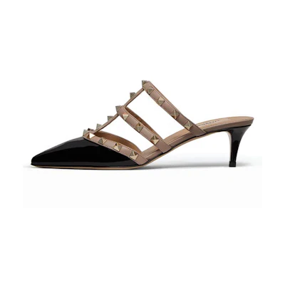 (W) Valentino Leather 5.5cm 'Fashionable Versatile Brown Slide'