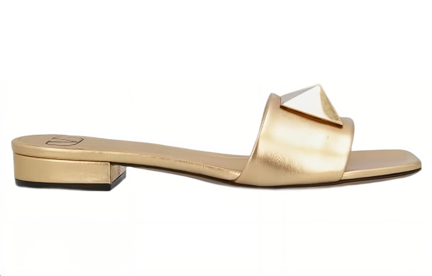 (W) Valentino Leather 'Studded Slide Gold' 圖 2