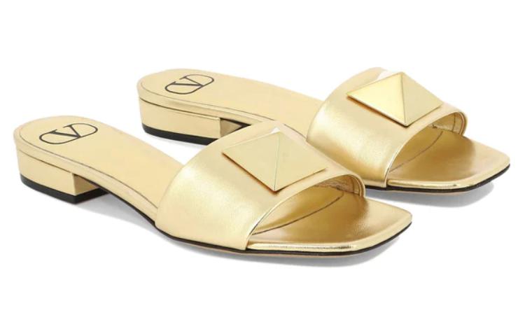 (W) Valentino Leather 'Studded Slide Gold' 圖 3