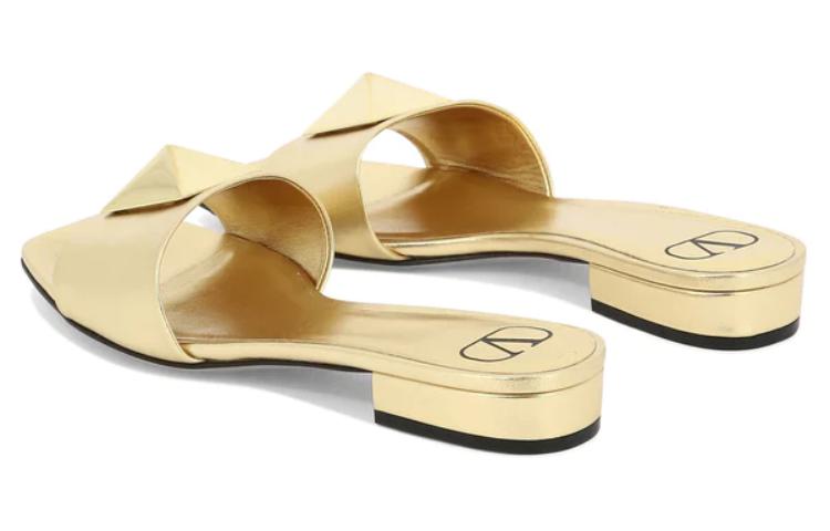 (W) Valentino Leather 'Studded Slide Gold' 圖 4