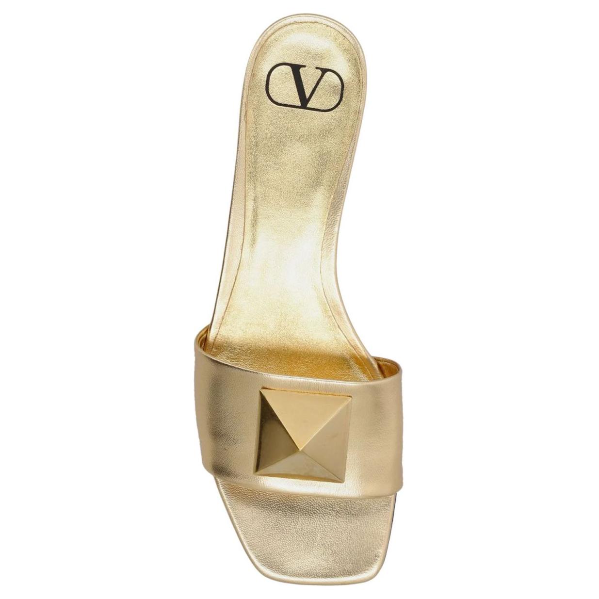 (W) Valentino Leather 'Studded Slide Gold' 圖 5