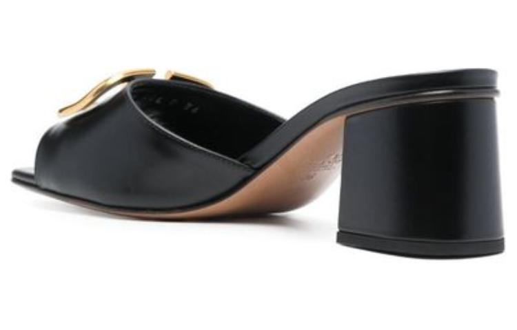 (W) Valentino Leather Black 'Simple Chunky High Heel Slide' 圖 4
