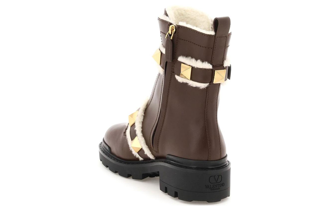 (W) Valentino Leather Buckle Round-Toe 'Fashion Ankle Boot Brown' 圖 3