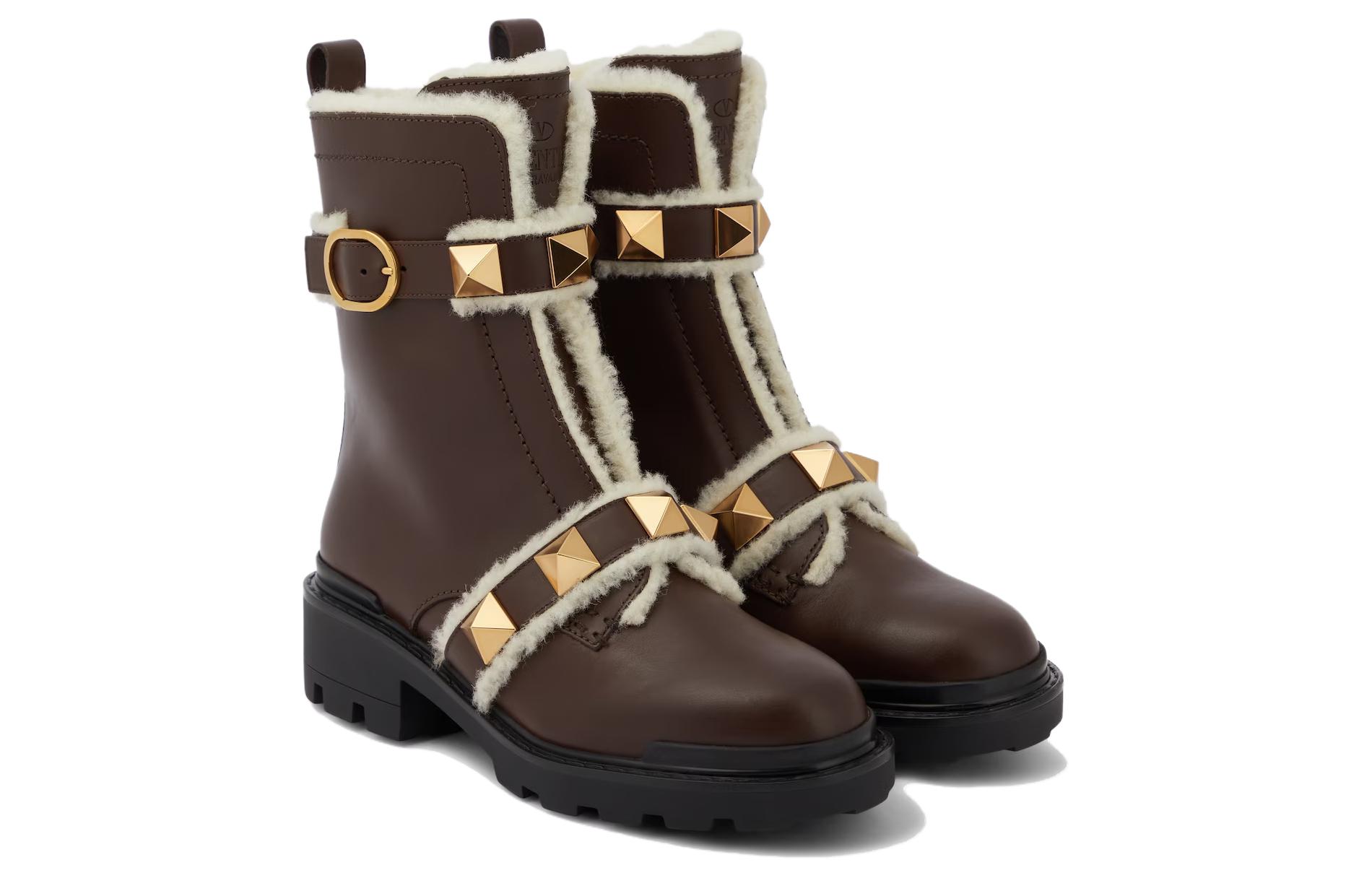 (W) Valentino Leather Buckle Round-Toe 'Fashion Ankle Boot Brown' 圖 4
