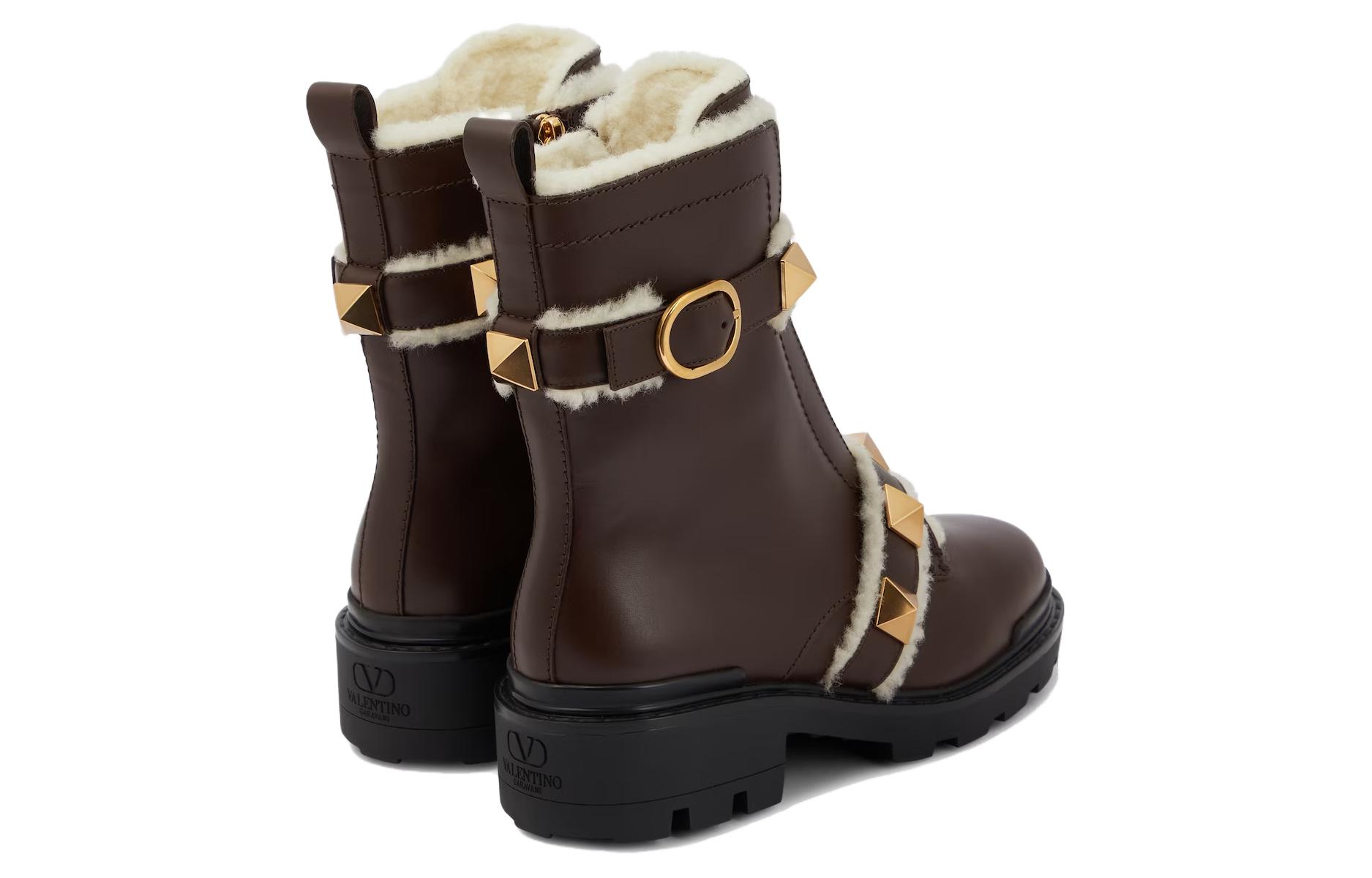 (W) Valentino Leather Buckle Round-Toe 'Fashion Ankle Boot Brown' 圖 5