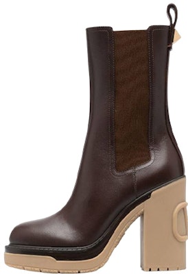 (Women) Valentino Leather Chunky Heel Chelsea Boot 'Brown' 1W2S0EV8ASD7DN Buy (Women) Valentino Leather Chunky Heel Chelsea Boot 'Brown' 1W2S0EV8ASD7DN