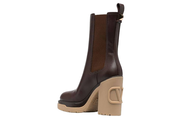 Shop (W) Sepatu Boots Valentino Kulit Tebal Hak Chelsea 'Coklat' 1W2S0EV8ASD7DN