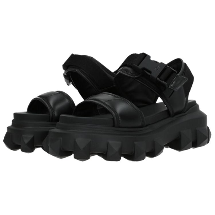 Lookbook (W) Sandalias de Moda Valentino de Cuero 'Magic Tape Suela Gruesa Negra' XW2S0EB9KBS0NO
