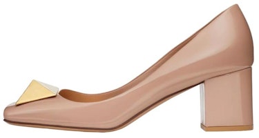 (Women) Valentino Leather Fashion Slip-On Chunky Heel 6cm 'Powder Pink' WS0GF6LAFGF9 (Women) Valentino Leather Fashion Slip-On Chunky Heel 6cm 'Powder Pink' WS0GF6LAFGF9