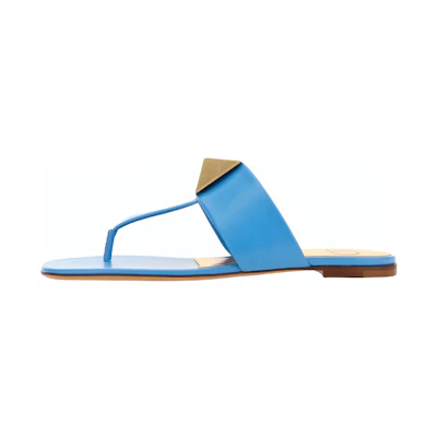 (W) Valentino Leather Flat Thong 'Fashion Slide Blue'