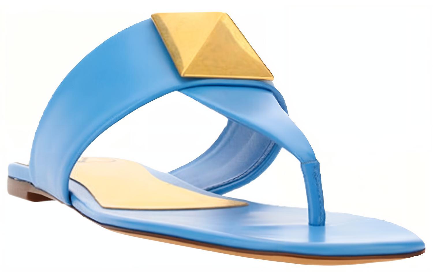 (W) Valentino Leather Flat Thong 'Fashion Slide Blue' 圖 3