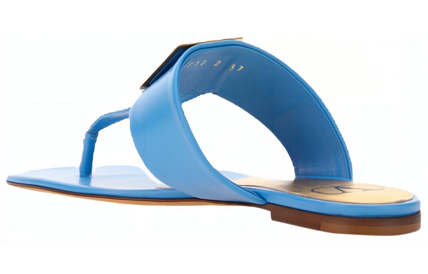 (W) Valentino Leather Flat Thong 'Fashion Slide Blue' 圖 4