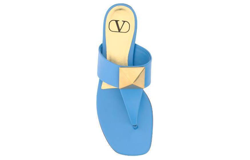 (W) Valentino Leather Flat Thong 'Fashion Slide Blue' 圖 5