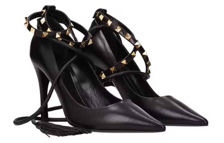 Order (W) Valentino Sepatu Hak Tinggi Kulit 'Hitam' S0X79GYH0NO