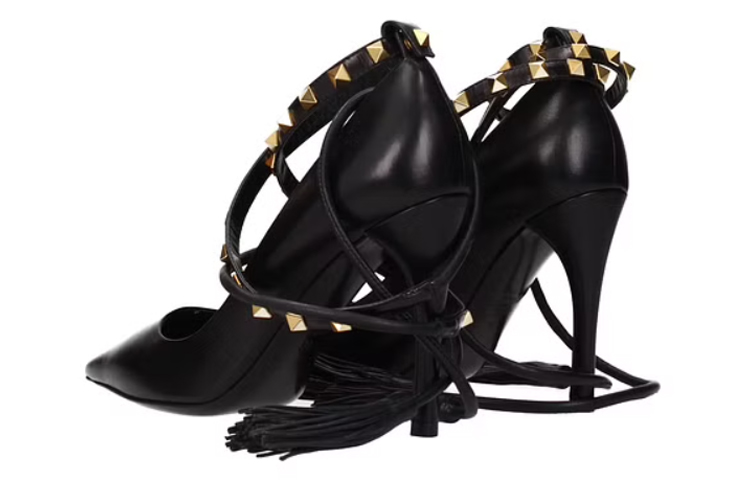 Shop (W) Valentino Sepatu Hak Tinggi Kulit 'Hitam' S0X79GYH0NO