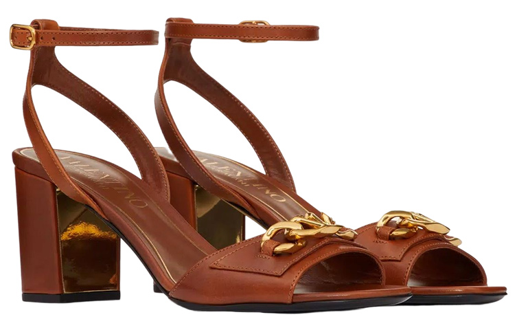(W) Valentino Leather High-Heel Sandal 'Brown' 圖 2