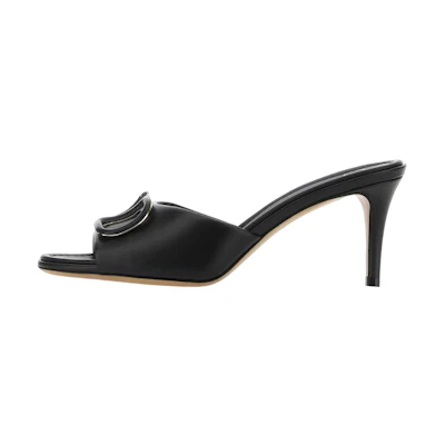 (W) Valentino Leather High-Heeled Black 'Fashion Sandal'