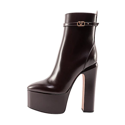 (W) Valentino Leather High-Heeled Bootie 'Brown'