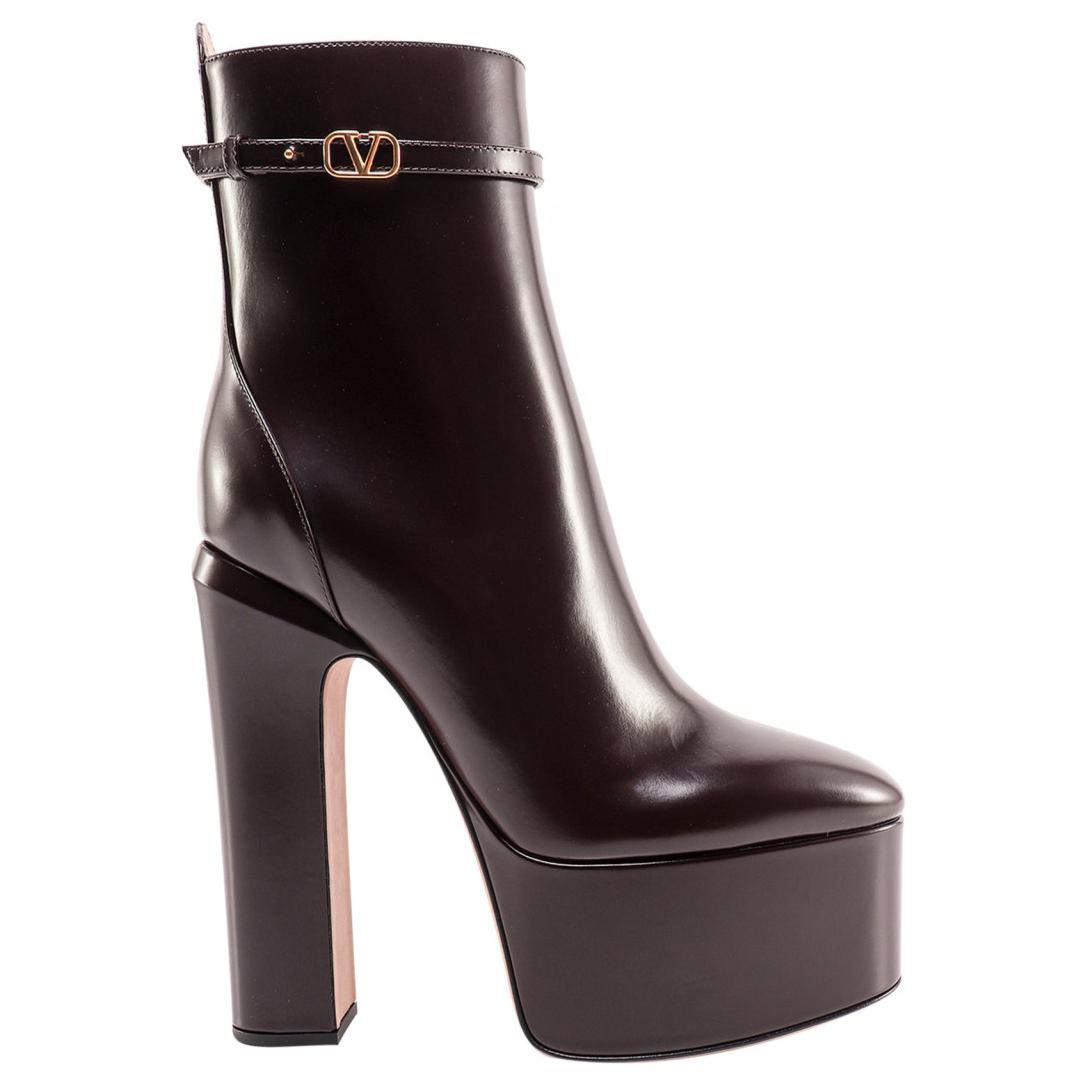 (W) Valentino Leather High-Heeled Bootie 'Brown' 圖 2