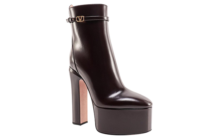 (W) Valentino Leather High-Heeled Bootie 'Brown' 圖 3