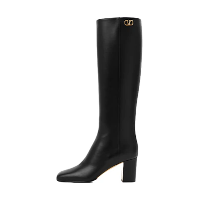 (W) Valentino Leather High-Top Boots 'Black Zip'