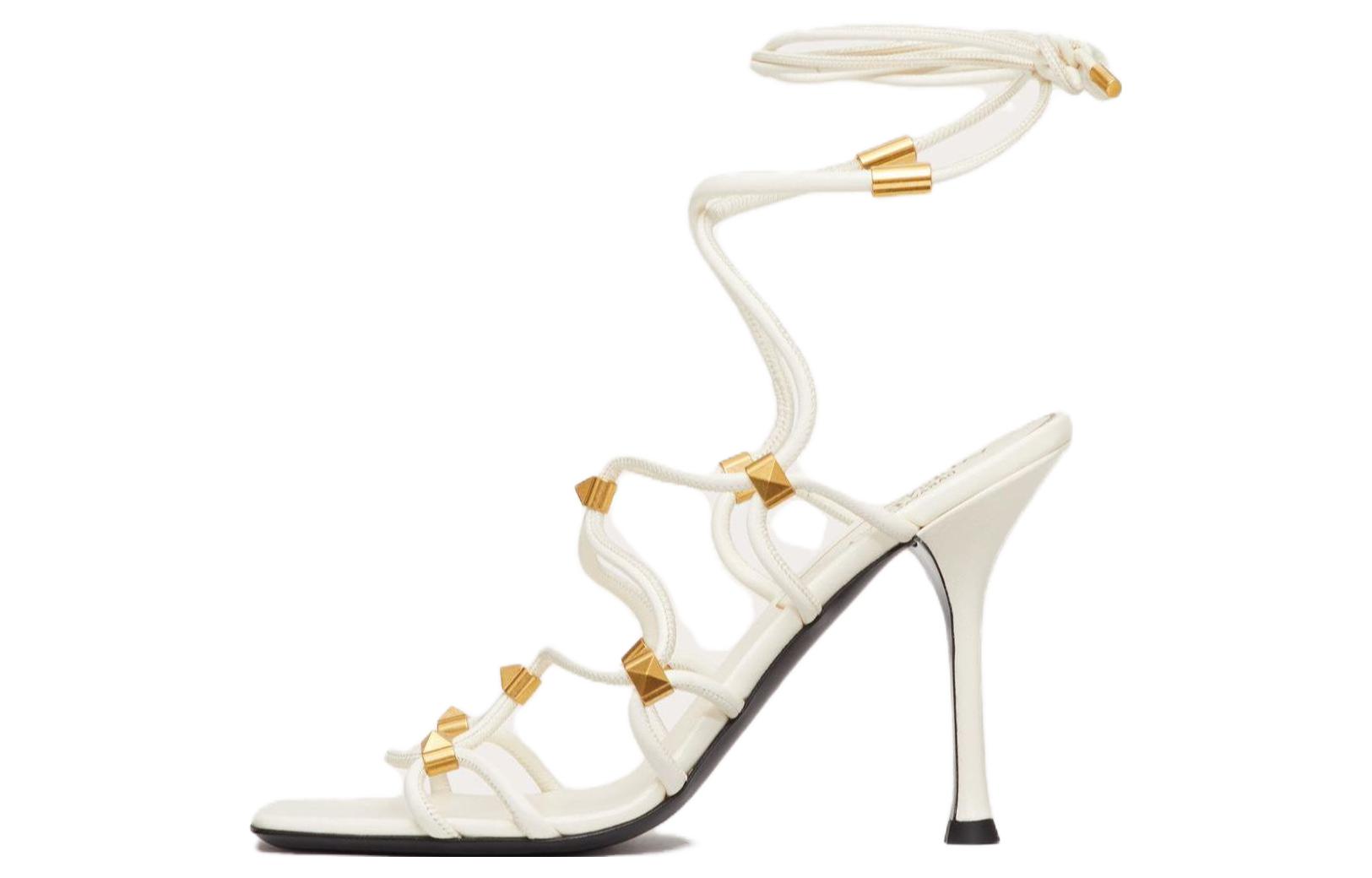 (W) Valentino Leather Lace-Up High-Heel 'Fashion Sandal White'