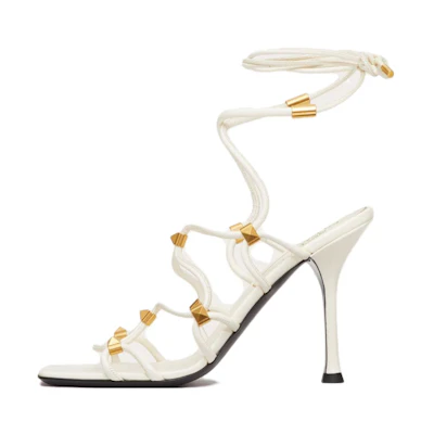 (W) Valentino Leather Lace-Up High-Heel 'Fashion Sandal White'