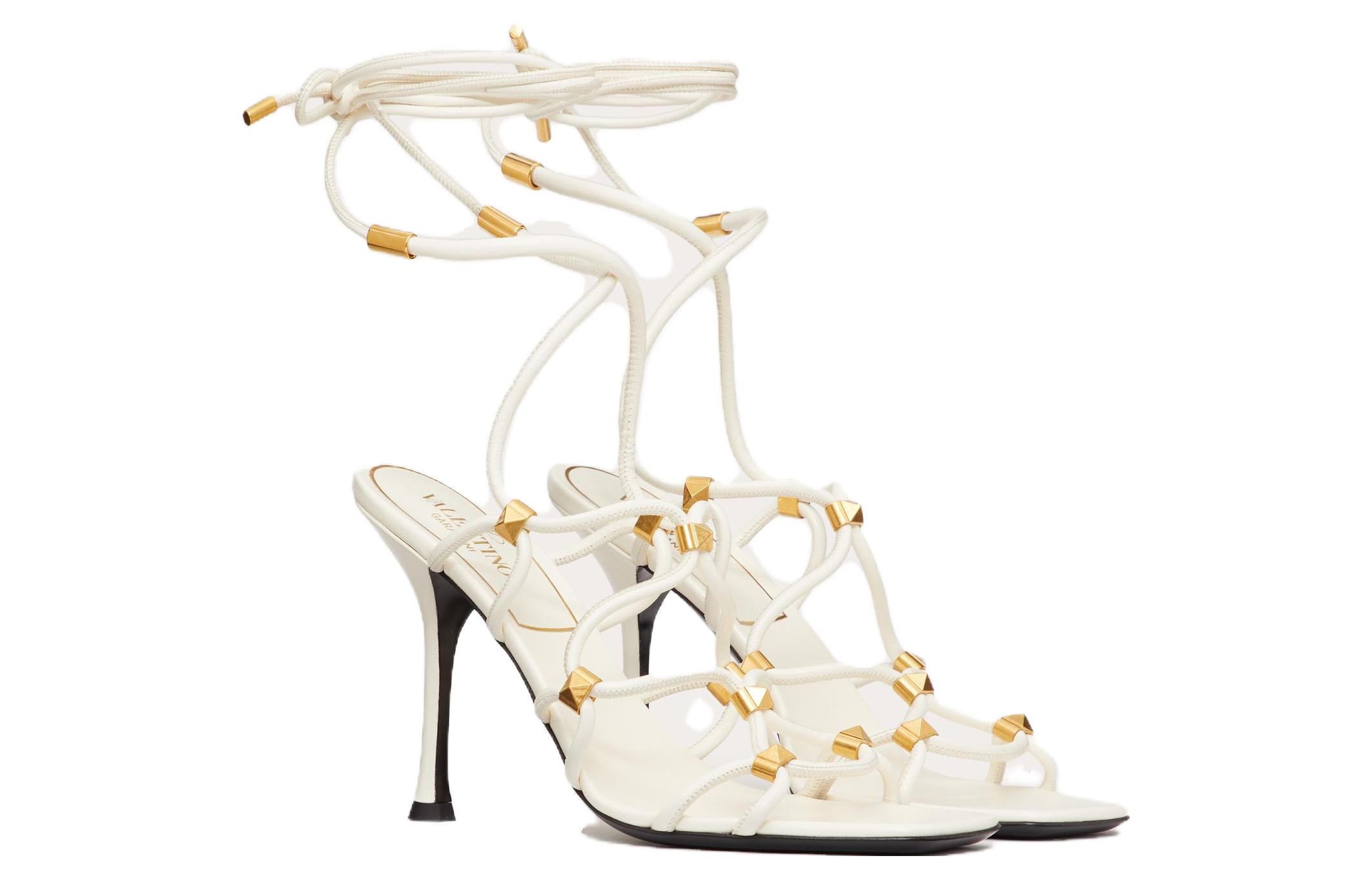 (W) Valentino Leather Lace-Up High-Heel 'Fashion Sandal White' 圖 2